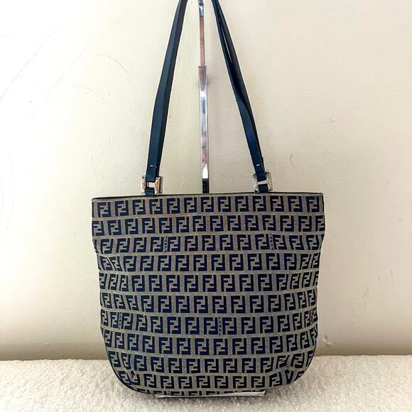 Fendi Zucchino Canvas and Leather Tote Bag - Picture 3 of 13